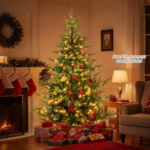 Artificial Christmas Tree with Branch Tips and Warm White LED Lights-7 Feet view 7