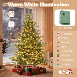 Artificial Christmas Tree with Branch Tips and Warm White LED Lights-7 Feet view 8