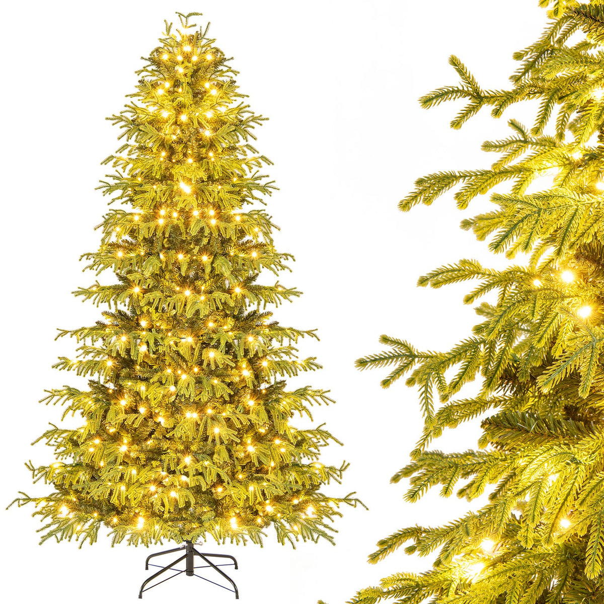 Artificial Christmas Tree with LED Lights and PVC Mixed Branch Tips-7