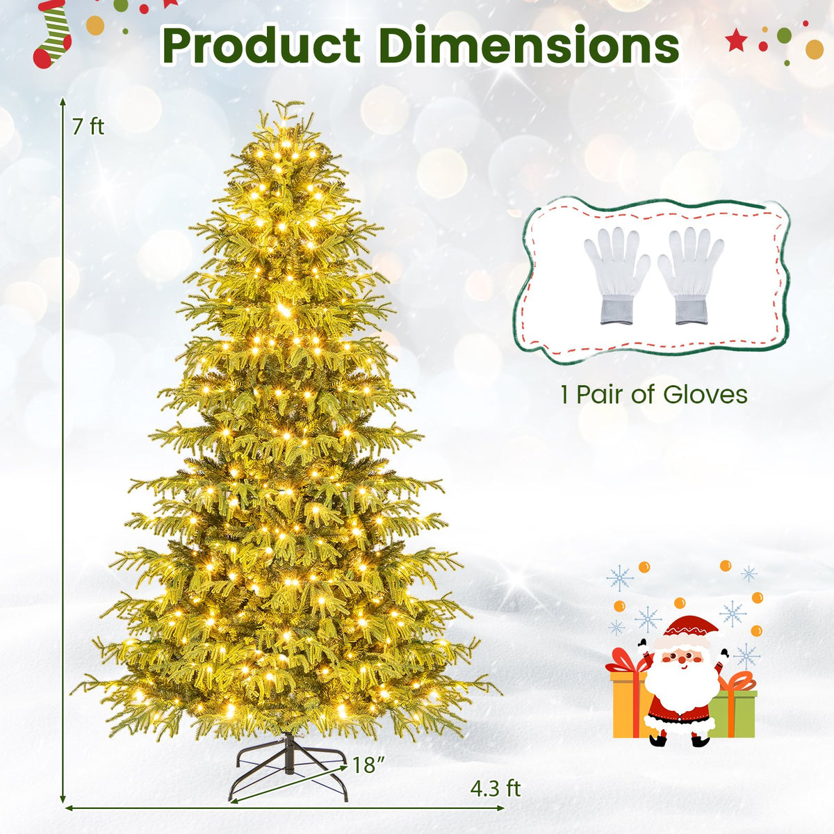 Artificial Christmas Tree with LED Lights and PVC Mixed Branch Tips-7 view 5