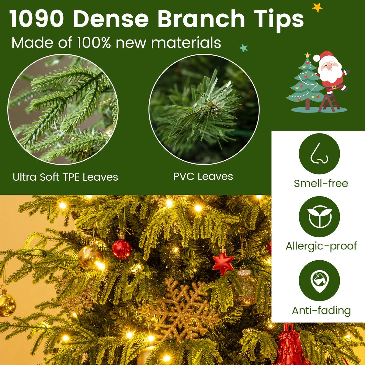 Artificial Christmas Tree with LED Lights and PVC Mixed Branch Tips-7 view 8