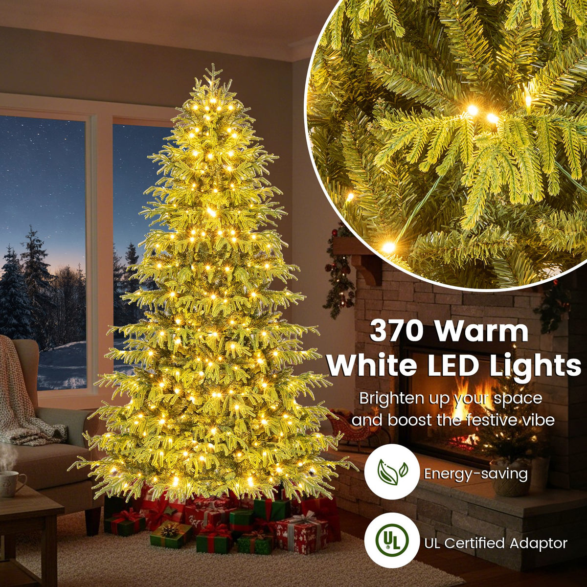 Artificial Christmas Tree with LED Lights and PVC Mixed Branch Tips-7 view 9