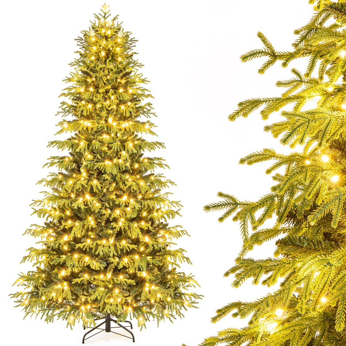Artificial Christmas Tree with LED Lights and PVC Mixed Branch Tips-8 Feet