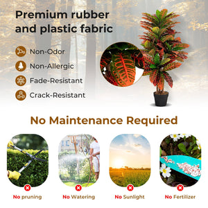 Artificial Croton Plant 40 Inch Tall Fake Croton Palm Tree with Colorful Variegated Leaves and Pot view 7