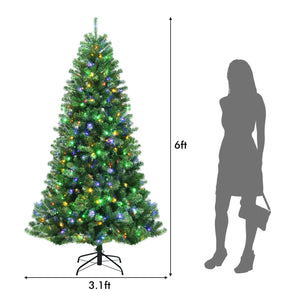 Artificial Hinged Christmas Tree with Remote-controlled Color-changing LED Lights-6' view 5