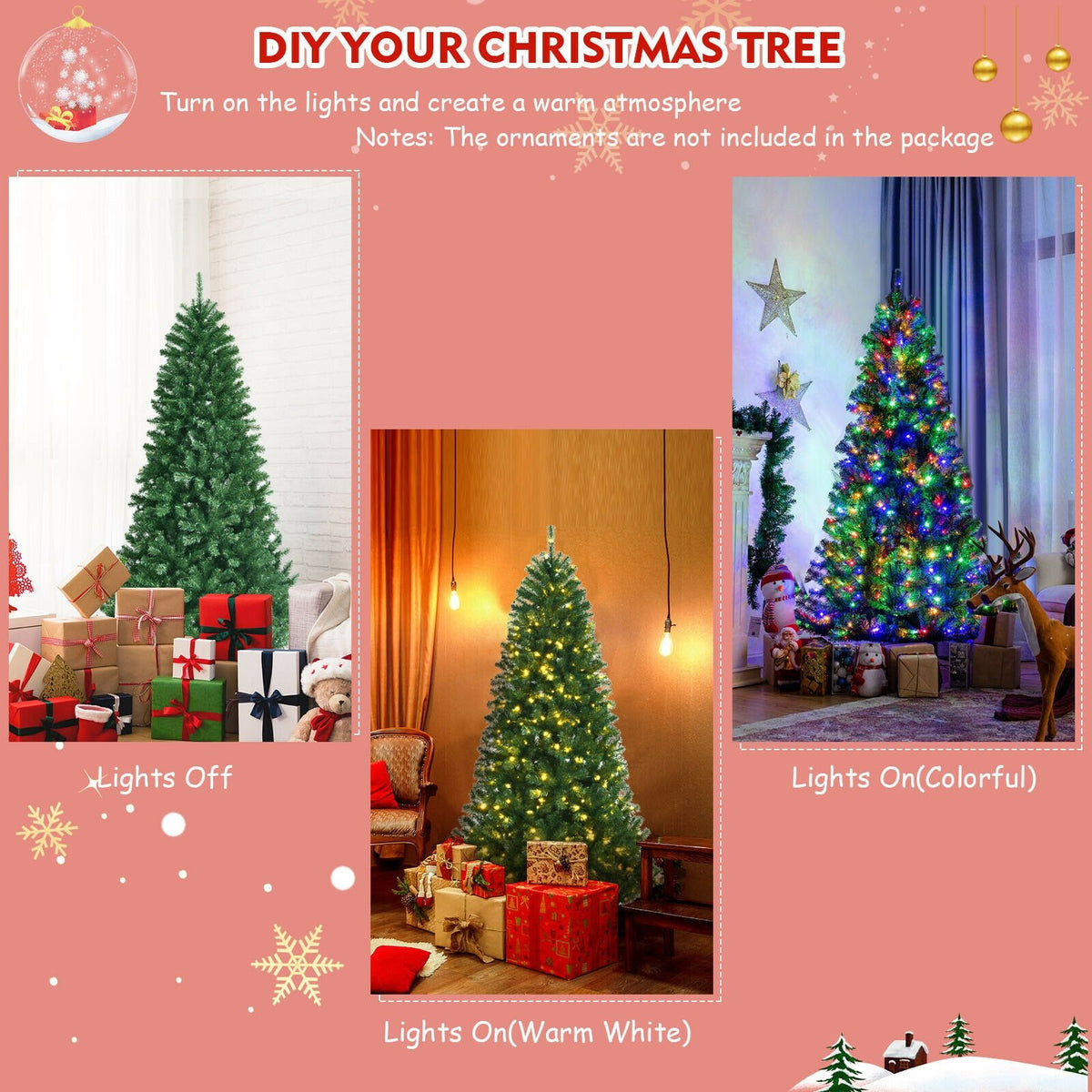 Artificial Hinged Christmas Tree with Remote-controlled Color-changing LED Lights-6' view 6
