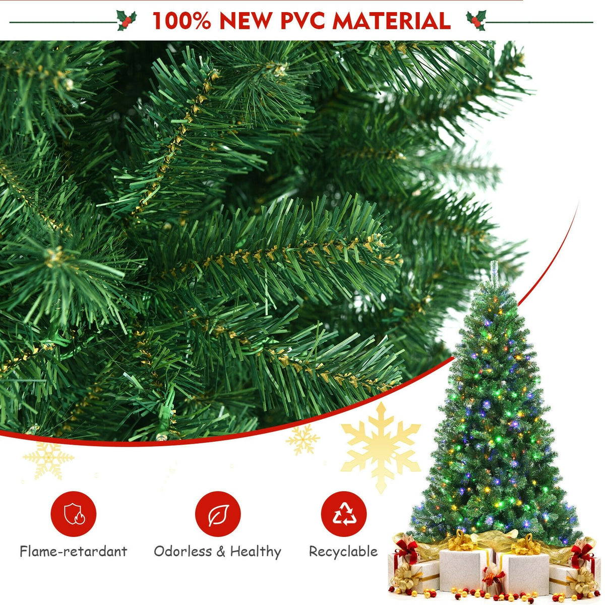 Artificial Hinged Christmas Tree with Remote-controlled Color-changing LED Lights-6' view 7