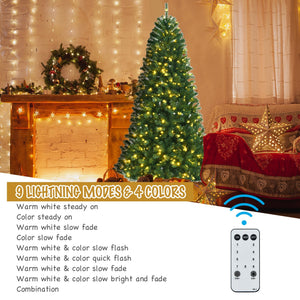 Artificial Hinged Christmas Tree with Remote-controlled Color-changing LED Lights-7' view 6