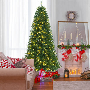 Artificial Hinged Christmas Tree with Remote-controlled Color-changing LED Lights-8' view 2