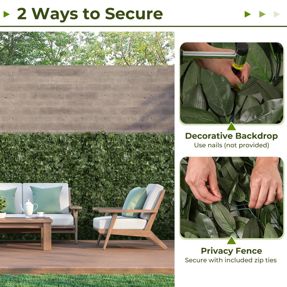 Artificial Lily Leaf Privacy Fence for Garden Yard Balcony Deck view 8