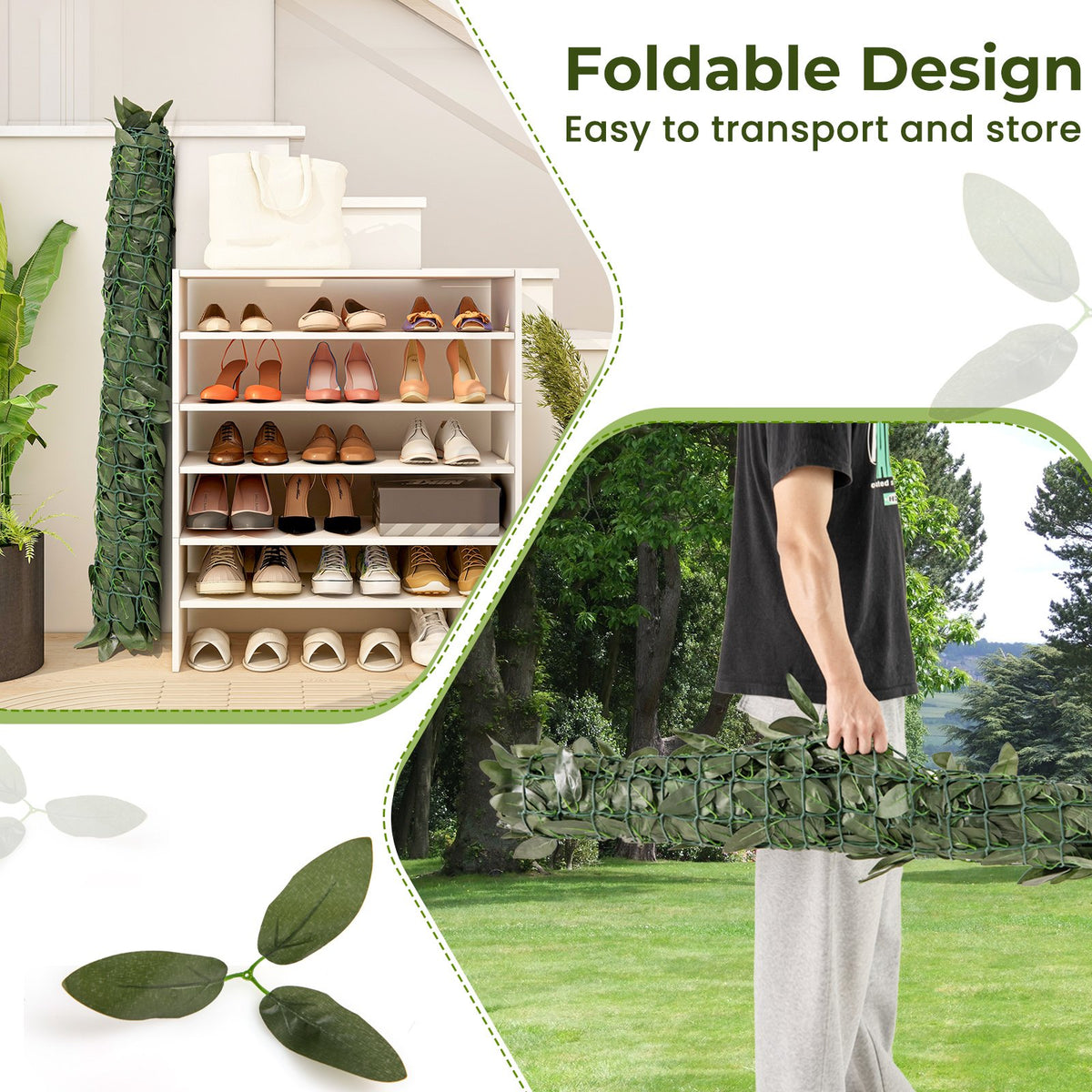 Artificial Lily Leaf Privacy Fence for Garden Yard Balcony Deck view 9