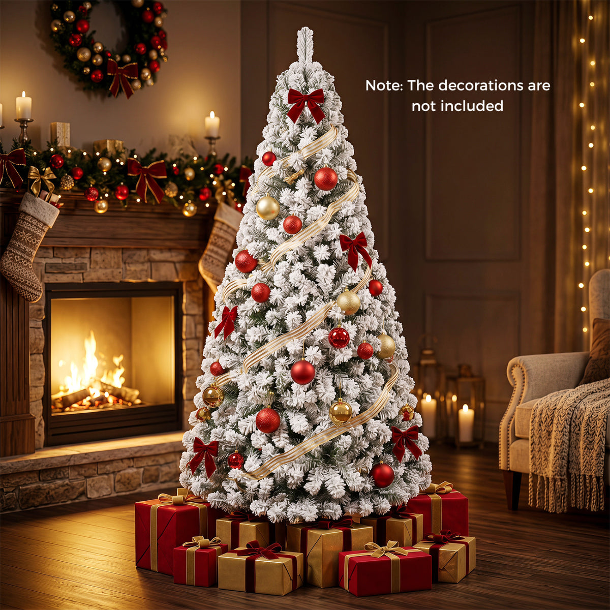 Artificial Snow-Flocked Christmas Tree with Branch Tips-6 ft view 3