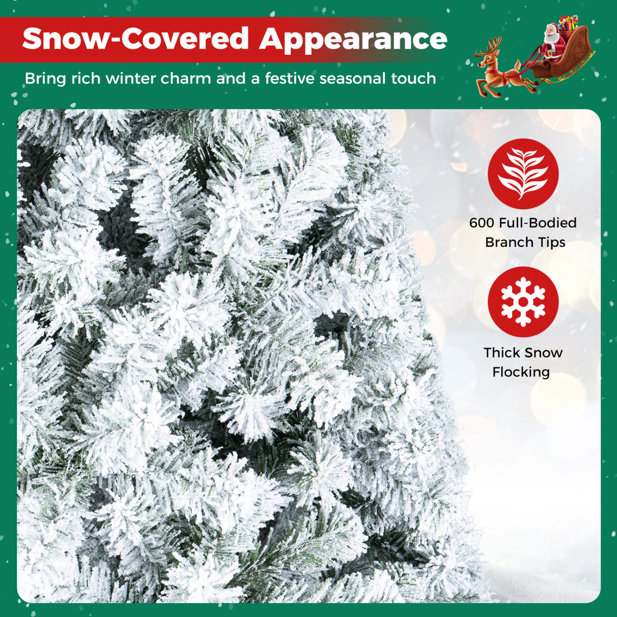Artificial Snow-Flocked Christmas Tree with Branch Tips-6 ft view 6