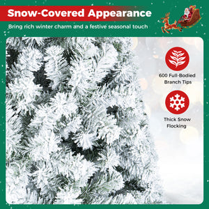 Artificial Snow-Flocked Christmas Tree with Branch Tips-6 ft view 6