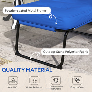 Outdoor Lounge Chair with Padded Cushion, Folding Reclining Patio Garden Chair with Recline Back, Footrest – view 3