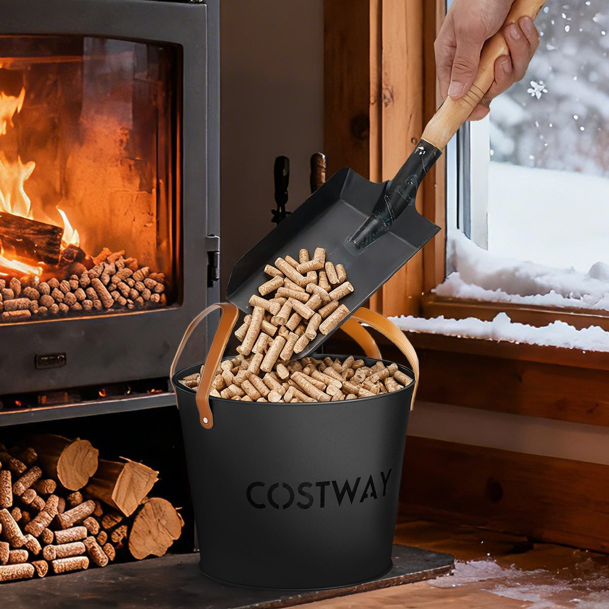 Ash Bucket Set of 2 Metal Coal Ash Can Set with 11.5 Gal and 8.5 Gal Bucket for Fireplace Fire Pits view 3