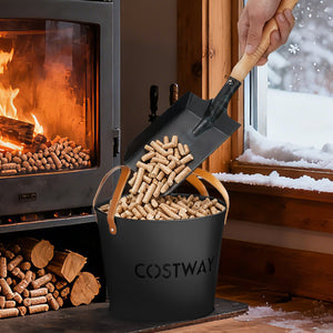 Ash Bucket Set of 2 Metal Coal Ash Can Set with 11.5 Gal and 8.5 Gal Bucket for Fireplace Fire Pits view 3