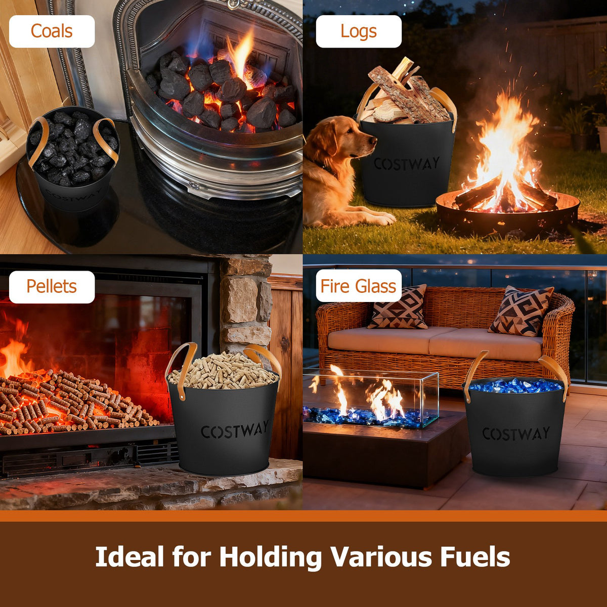 Ash Bucket Set of 2 Metal Coal Ash Can Set with 11.5 Gal and 8.5 Gal Bucket for Fireplace Fire Pits view 8