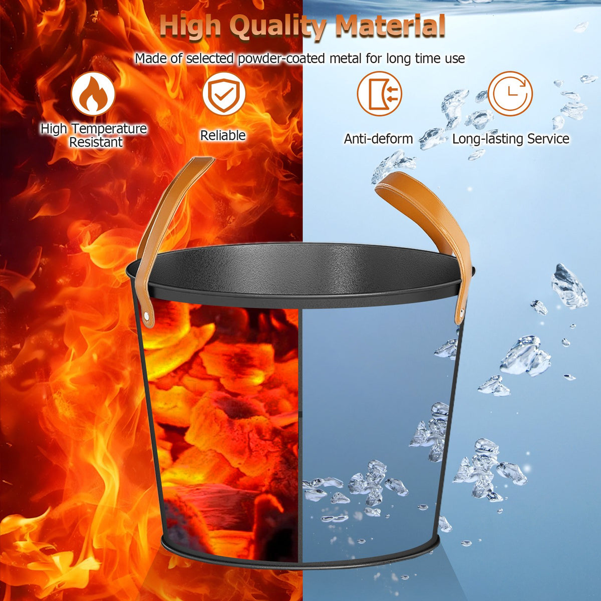 Ash Bucket Set of 2 Metal Coal Ash Can Set with 11.5 Gal and 8.5 Gal Bucket for Fireplace Fire Pits view 9