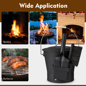 Ash Bucket with Lid and Cut-resistant Gloves-Black view 6