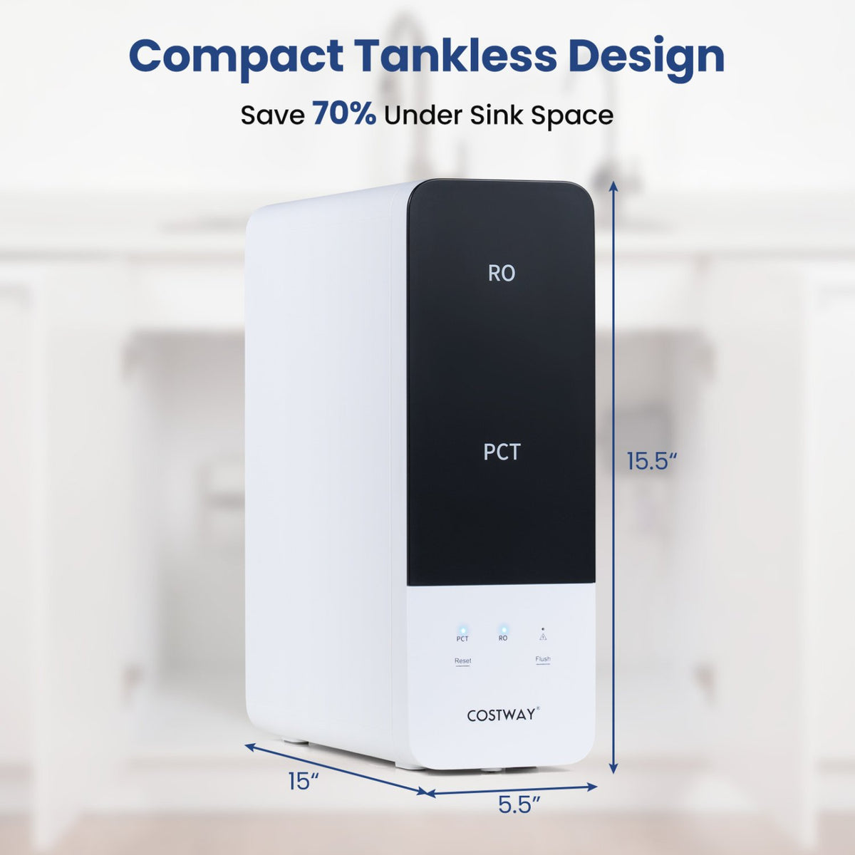 AW-RB05 Alkaline PH+ Reverse Osmosis Water Filter 600 GPD Tankless Under-Sink RO System-Black view 3