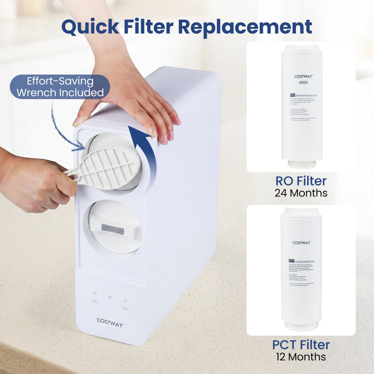 AW-RB05 Alkaline PH+ Reverse Osmosis Water Filter 600 GPD Tankless Under-Sink RO System-Black view 8