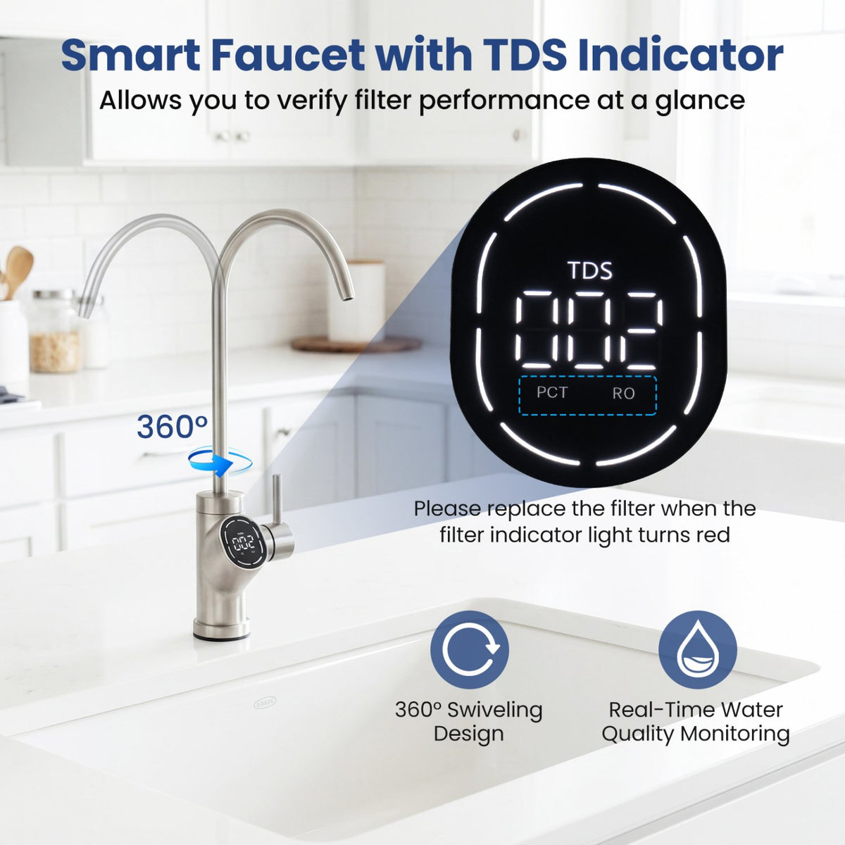 AW-RB05 Alkaline PH+ Reverse Osmosis Water Filter 800 GPD Tankless Under-Sink RO System-Black view 6