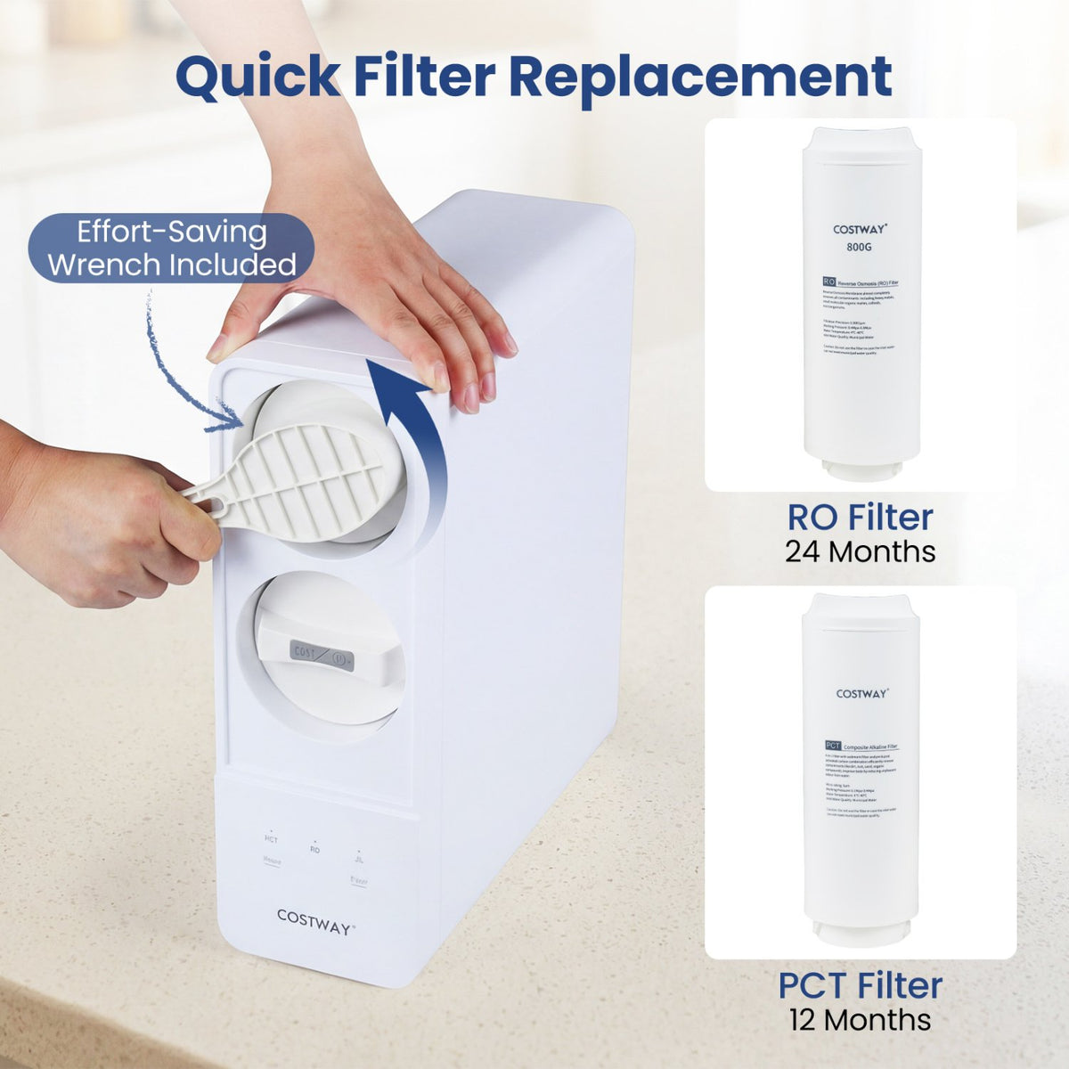 AW-RB05 Alkaline PH+ Reverse Osmosis Water Filter 800 GPD Tankless Under-Sink RO System-Black view 8