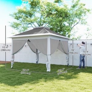 11' x 11' Pop Up Gazebo, Double Roof Foldable Height Adjustable Canopy Tent with Mesh Sidewalls – view 9