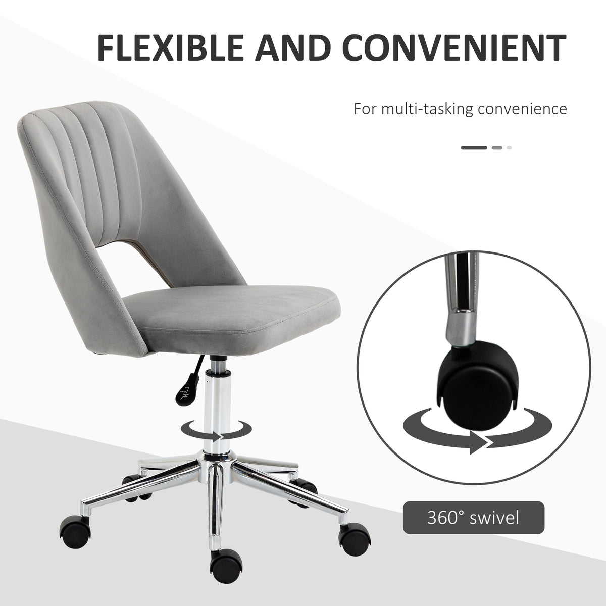 Mid Back Office Chair Velvet Fabric Swivel Scallop Shape Computer Desk Chair, Green – view 47