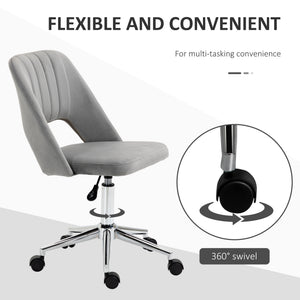 Mid Back Office Chair Velvet Fabric Swivel Scallop Shape Computer Desk Chair, Green – view 47
