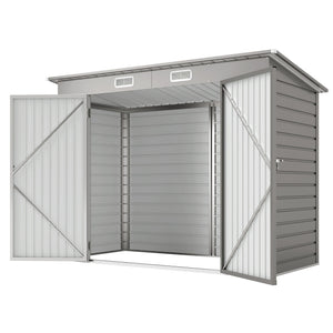 8 x 4FT Galvanized Garden Storage Shed, Metal Outdoor Shed with Double Doors and 2 Vents, Oak – view 29