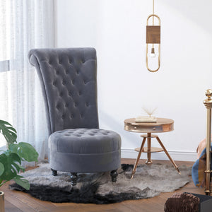 45" Tufted High Back Velvet Accent Chair Living Room Soft Padded Couch Lounge Ash Grey