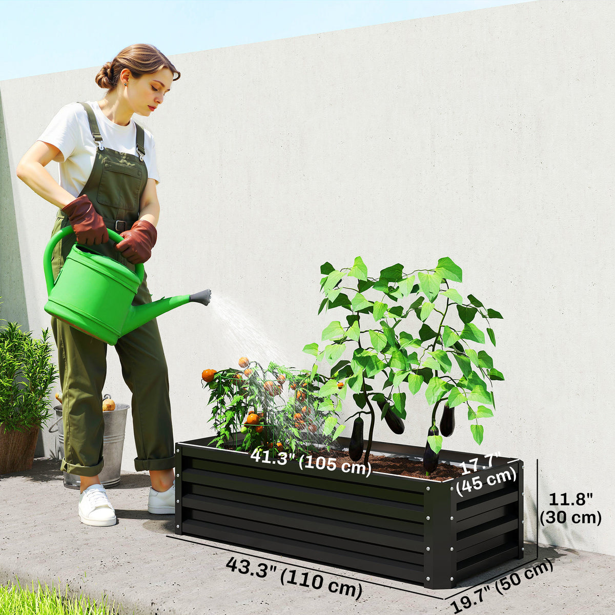 Galvanized Raised Garden Beds, Outdoor Planter Box, Set of 2, for Flowers, Herbs and Vegetables, Black – view 2