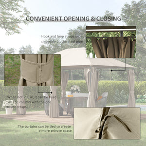 13'x 10' Soft-top Steel Patio Gazebo Canopy Party Tent with 6 Removable Curtains and Drainage Holes, Khaki – view 5