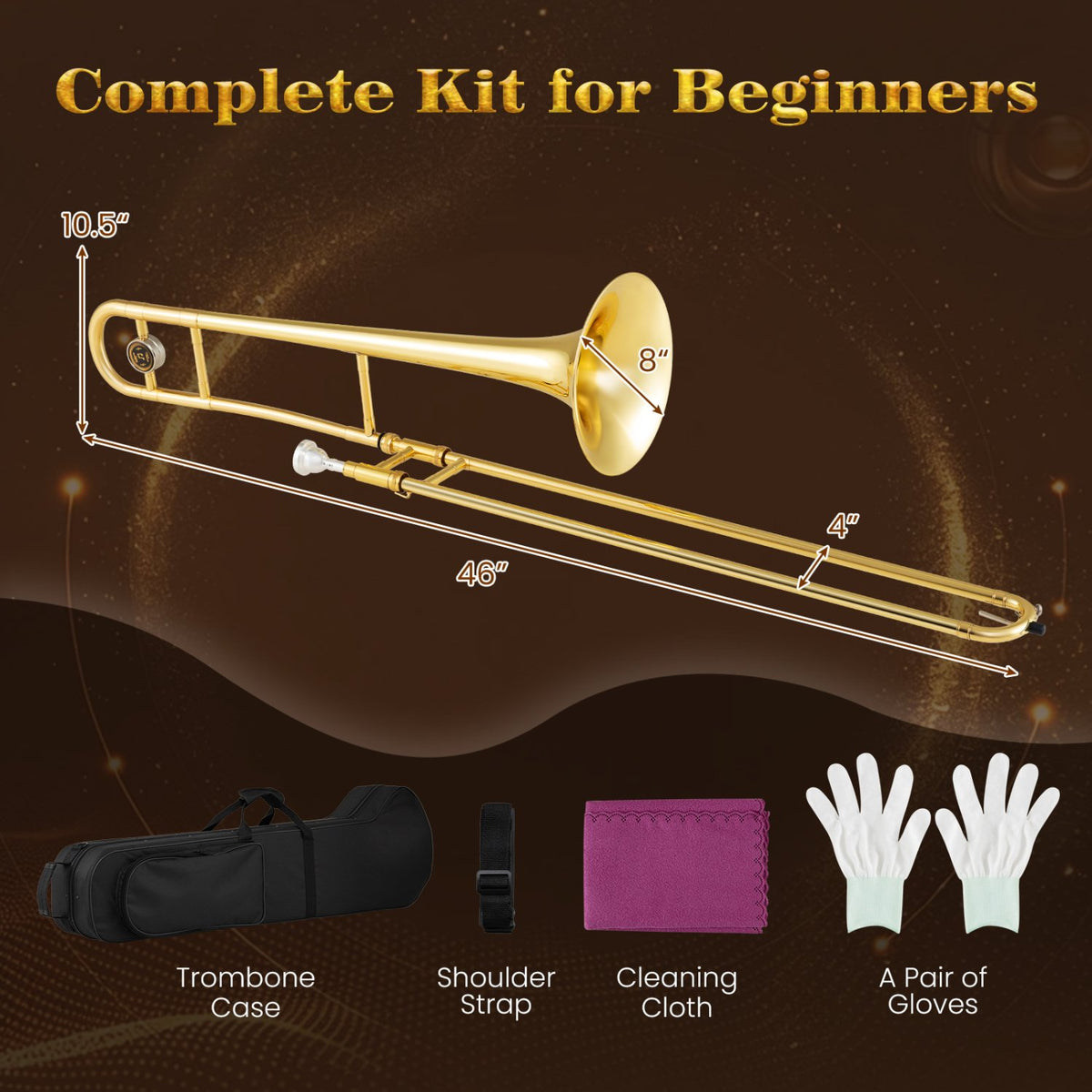 B Flat Trombone Golden Brass with Mouthpiece view 5