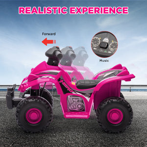 Qaba 6V Kids ATV Quad w/ Music, Forward, for 2-6 Years, Pink