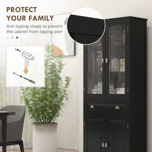 63" 4-Door Kitchen Pantry Cabinet, Freestanding Storage Cabinet Cupboard with Adjustable Shelves, Black – view 5