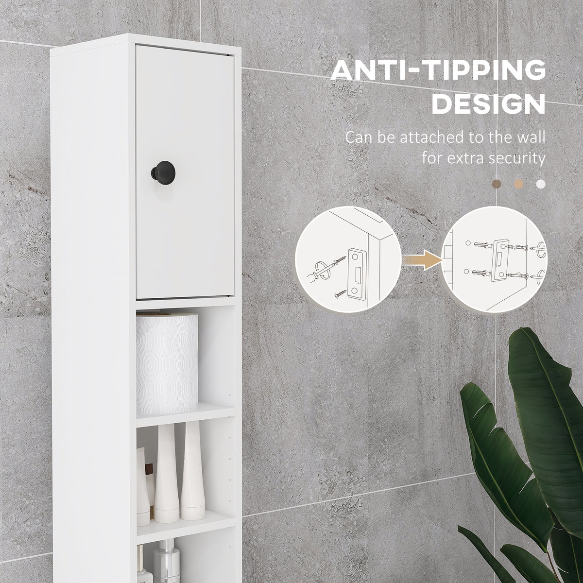 71" Tall Bathroom Cabinet, Narrow Toilet Paper Cabinet with Open Shelves, 2 Door Cabinets, Adjustable Shelves, Black
