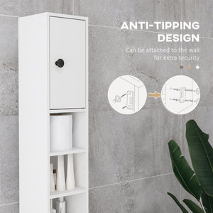 71" Tall Bathroom Cabinet, Narrow Toilet Paper Cabinet with Open Shelves, 2 Door Cabinets, Adjustable Shelves, Black