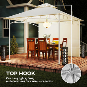10' x 10' Patio Gazebo, Double Roof Outdoor Gazebo Canopy Shelter with Storage, Hook, Metal Frame, Dark Grey – view 13