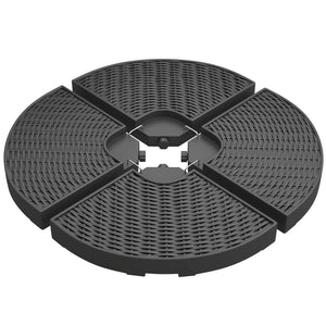 4PCs Cantilever Umbrella Base Weights for Offset Banana Parasol, Wicker Effect HDPE Water or Sand Filled Patio Umbrella Weights with Built-in Handles, Black