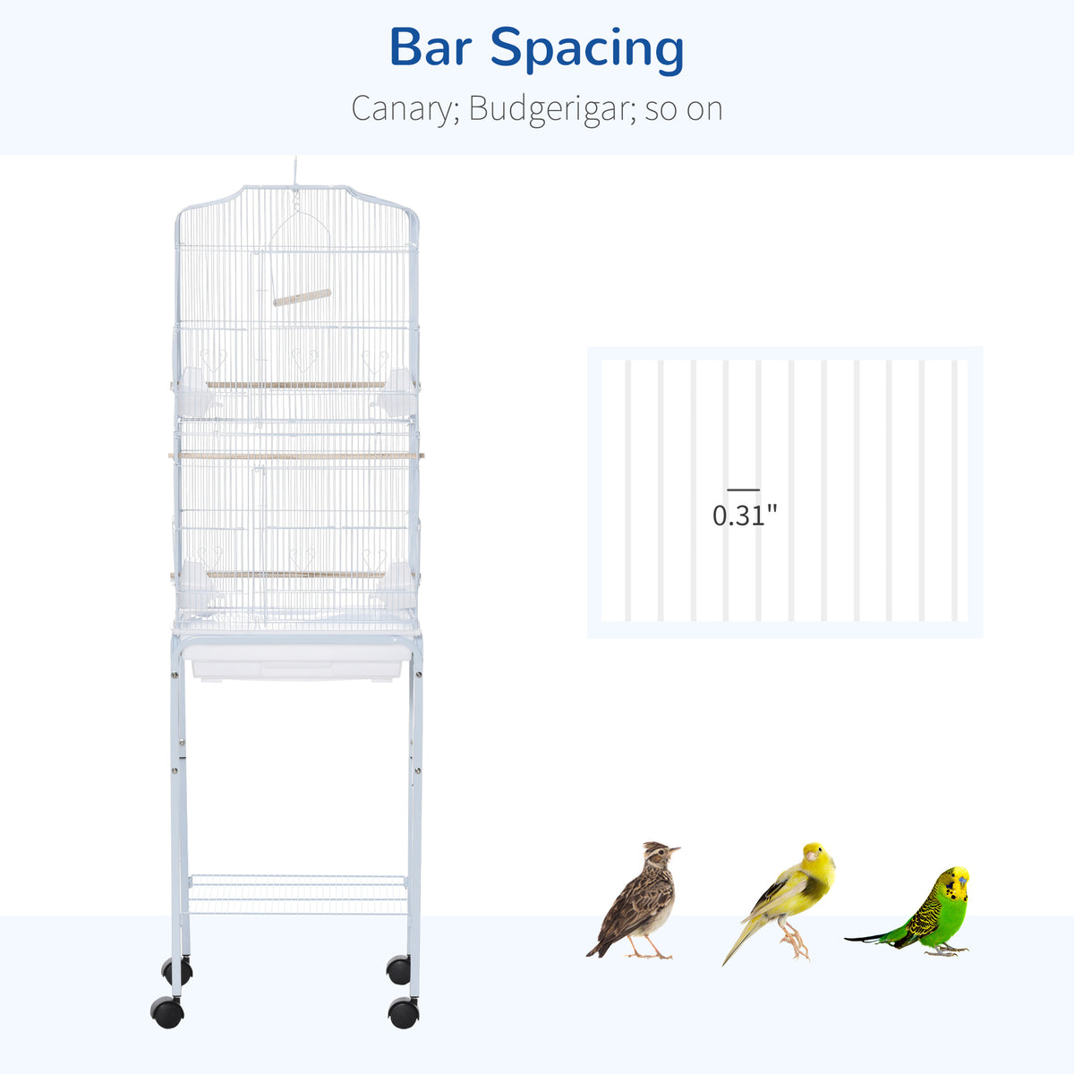 62" Rolling Bird Cage Cockatoo House Play Top Finch Pet Supply with Storage Shelf, Wheels - Black – view 12