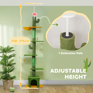 Floor to Ceiling Cat TreeTower with 90.5"-108" Adjustable Height, Scratching Posts, Hammock, Condo – view 10