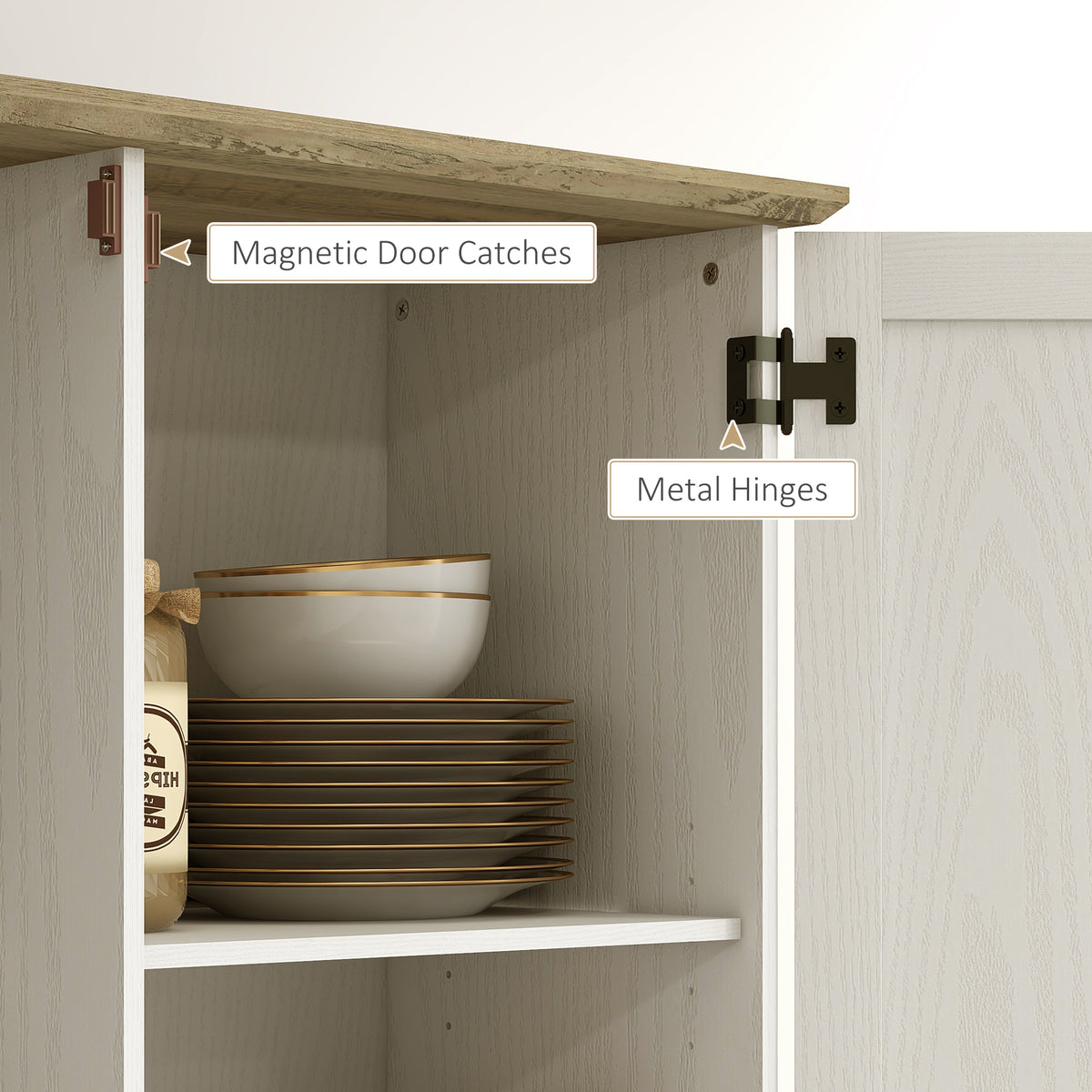 70" Tall Kitchen Pantry Cabinet with Door Shelves and Adjustable Shelves, Black Wood Grain