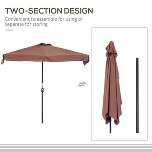 9.8ft Half Umbrella Semi Round Patio Parasol with Crank Handle, Top Vent for Garden – view 24