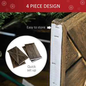 24" Farmhouse Christmas Tree Base Cover Wooden Christmas Tree Collar Box Home Decoration Dark Distressed Wood Finish