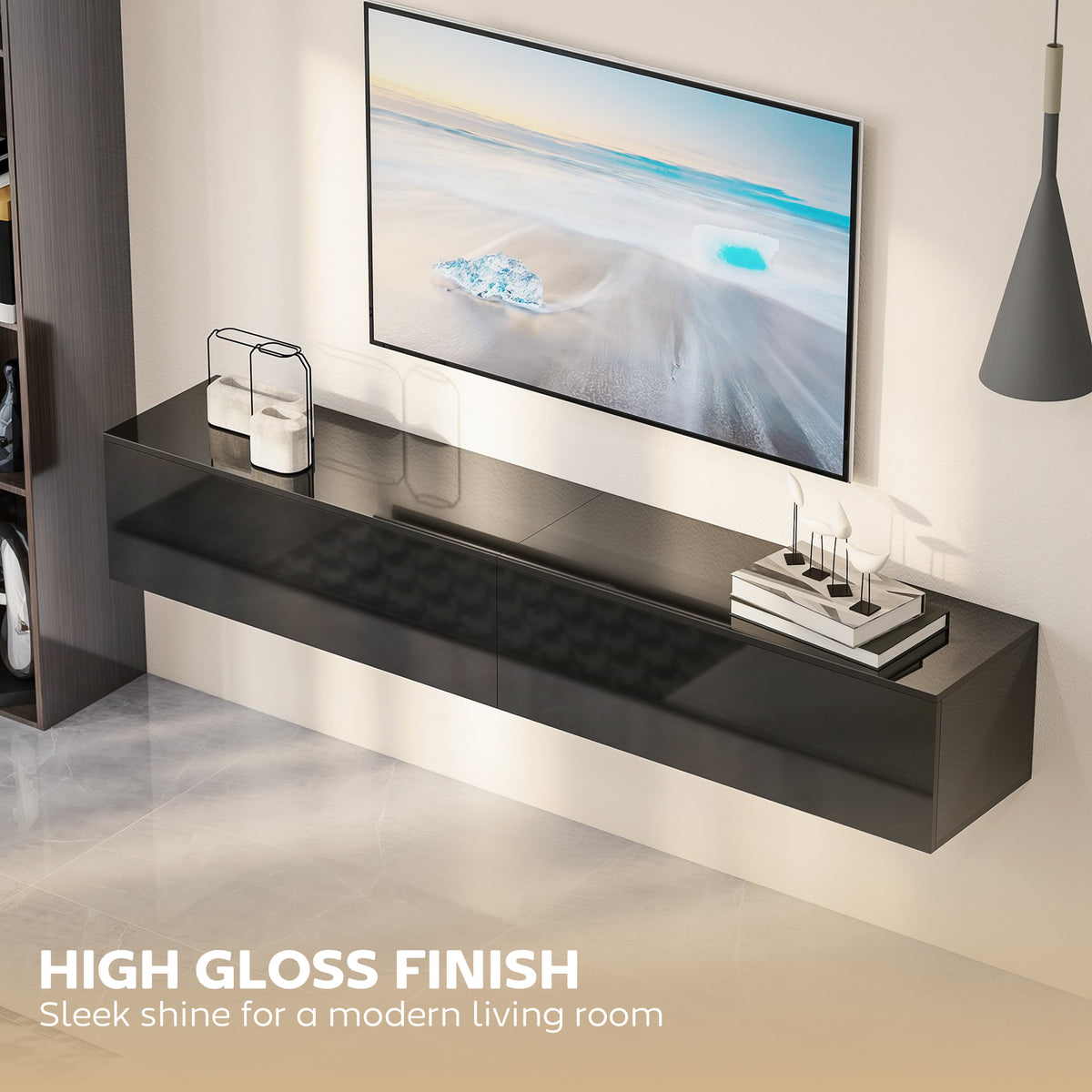 Floating TV Stand for TVs up to 75 Inch, 70.9" TV Cabinet, Entertainment Center with 2 Flip Doors – view 5
