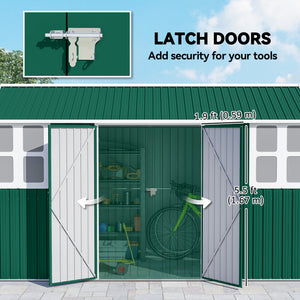 8.5' x 5.5' Metal Garden Storage Shed, Outdoor Tool Storage House with Lockable Door, Vents, Sloped Roof – view 27