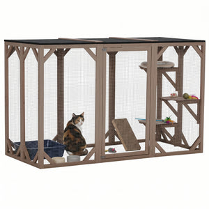 71"L Catio Outdoor Cat Enclosure, Indoor Cat Cage, Pet House, Small Animal Hutch for 1-2 Rabbit, Kitten